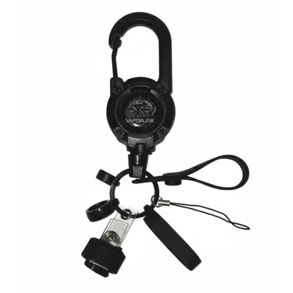 BLACK Vaporlink Leash Heavy-duty Retractable Carabiner Keychain Anti-Lost/Theft